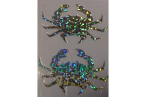 2 Buegelpailletten Krabben hologramm silber